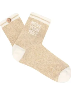 Chaussettes hautes en coton biologique mélangé beige en lurex