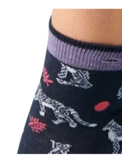 Chaussettes hautes en coton biologique mélangé noires à motifs tigres