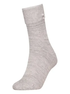 Chaussettes hautes grises chinées avec fibres métalisées all over