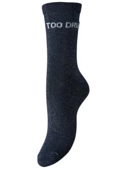 Chaussettes hautes marine à imprimé pourvues de fils lurex