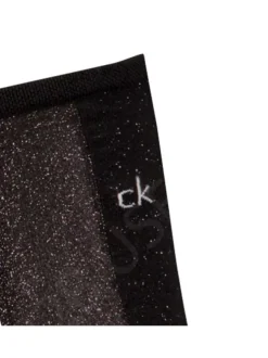 Chaussettes hautes noires bicolores en lurex avec logo sur le haut