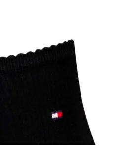 Chaussettes hautes noires unies mi-hautes avec logo brodé sur la cheville