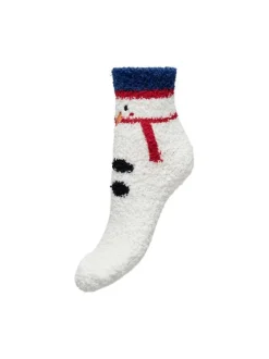 Chaussettes mi-hautes blanches avec un motif bonhomme de neige