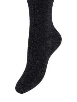 Chaussettes noires brillantes festonnées pour femme