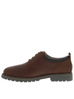 Chaussures en simili cuir patiné marron à lacets ronds tressés