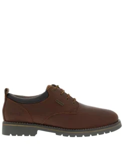 Chaussures en simili cuir patiné marron à lacets ronds tressés