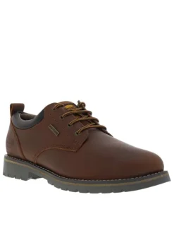 Chaussures en simili cuir patiné marron à lacets ronds tressés