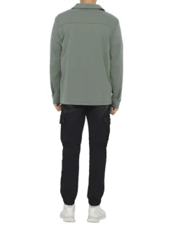 Chemise anthracite unie avec une coupe droite et un col français
