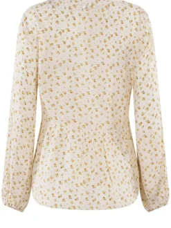 Chemise avec imprimé floral pour femme écru coupe évasée