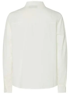 Chemise blanc cassé unie en coton avec boutonnière à l'avant