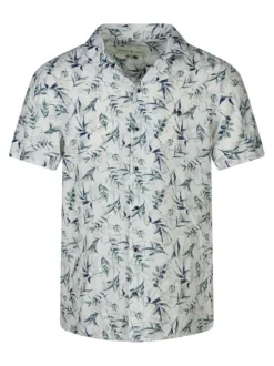 Chemise blanche avec des imprimés une coupe droite et un col à revers