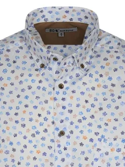 Chemise blanche en coton avec imprimé liberty all-over coupe regular fit col américain