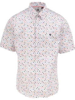 Chemise blanche en coton imprimée coupe ajustée et à manches courtes