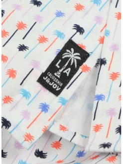 Chemise blanche en coton imprimée coupe ajustée et à manches courtes