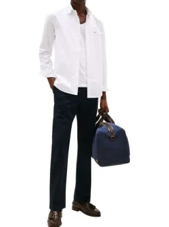 Chemise blanche fantaisie à coupe droite avec un col à rabats