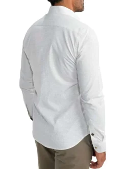 Chemise blanche à motifs pourvue d'une coupe slim et d'un col français