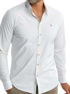 Chemise blanche à motifs pourvue d'une coupe slim et d'un col français