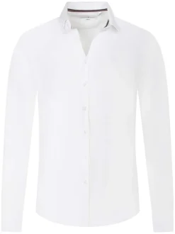 Chemise blanche unie coupe ajustée col boutonné et à manches longues