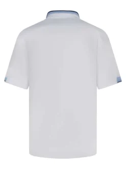Chemise blanche unie à coupe droite avec un col boutonné et des manches courtes