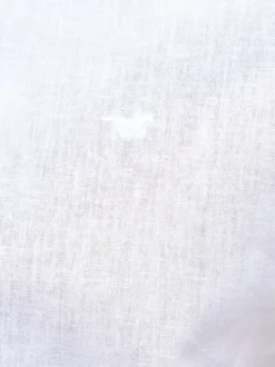 Chemise blanche unie en coton et lin mélangé avec une coupe droite
