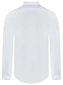 Chemise blanche unie pourvue d'une coupe droite et des manches longues