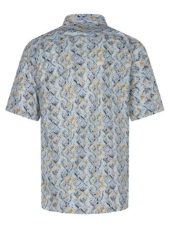 Chemise bleu clair en coton à motifs imprimés avec une coupe droite