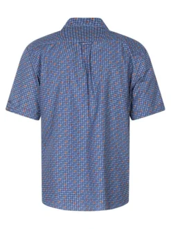 Chemise bleue à coupe droite avec un col américain et manches courtes