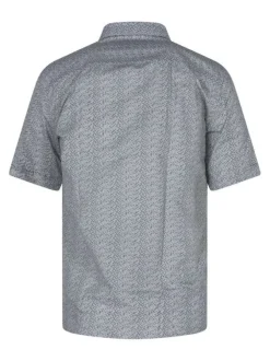 Chemise bleue à motifs avec une coupe droite et des manches courtes
