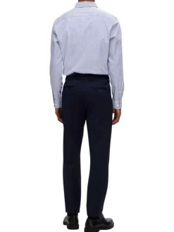 Chemise bleue rayée à coupe slim fit avec des manches longues boutonnées