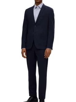 Chemise bleue rayée à coupe slim fit avec des manches longues boutonnées