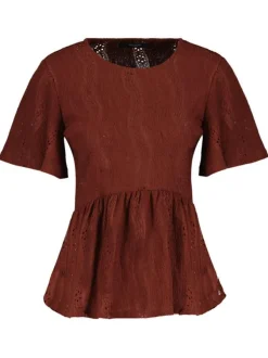 Chemise brique unie coupe cintrée avec un col rond