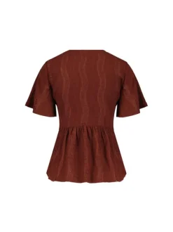 Chemise brique unie coupe cintrée avec un col rond