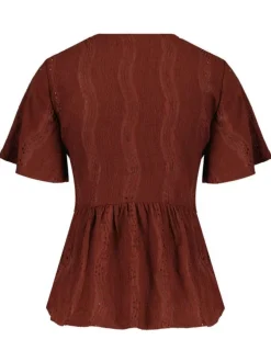 Chemise brique unie coupe cintrée avec un col rond