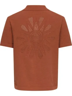 Chemise brique unie pourvue de manches courtes et d'une coupe droite