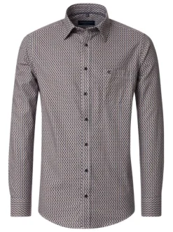 Chemise camel Grande Taille en coton à coupe droite avec motif et 1 poche