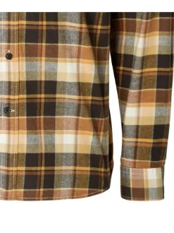 Chemise à carreaux en coton mélangé caramel avec une coupe droite