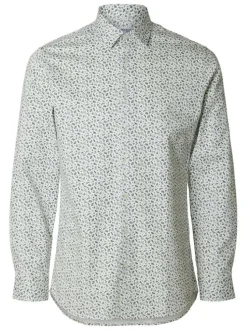 Chemise ciel à motifs avec une coupe ajustée et des manches longues
