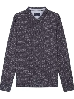 Chemise coupe slim en coton noir imprimé épingles à nourrices blanches