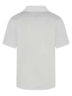 Chemise écrue à coupe droite pourvue d'un col cubain et de manches courtes