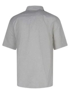 Chemise écrue en coton mélangé avec une coupe droite et un col à revers