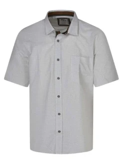 Chemise écrue en coton mélangé avec une coupe droite et un col à revers