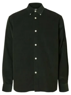 Chemise Danni Cord en coton biologique verte en velours côtelé et col américain