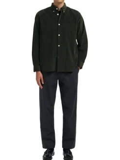 Chemise Danni Cord en coton biologique verte en velours côtelé et col américain