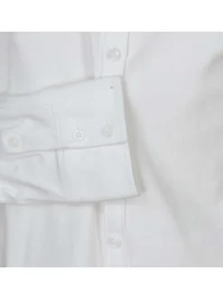 Chemise droite blanche unie à manches longues en coton avec col français