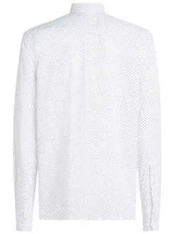 Chemise en better coton initiative blanche à pois, coupe droite et col américain