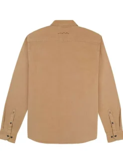 Chemise en coton beige unie à coupe droite et un col français