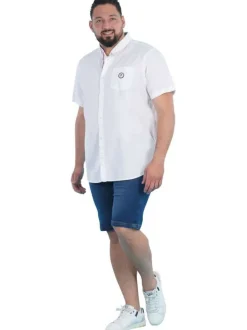 Chemise en coton biologique blanche unie pourvue d'un col américain