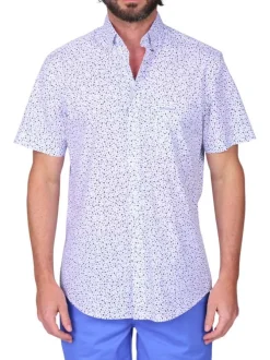 Chemise en coton biologique blanche unie à une coupe droite avec un col boutonné