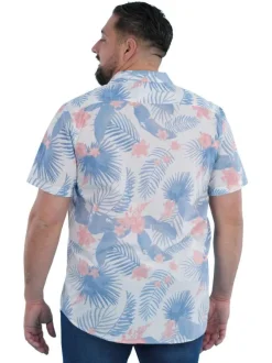 Chemise en coton biologique ciel tropicale pourvue d'un col cubain