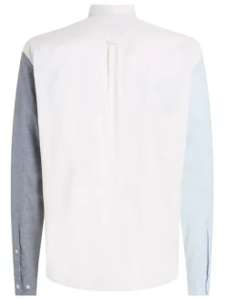 Chemise en coton biologique jaune unie coupe slim avec col américain